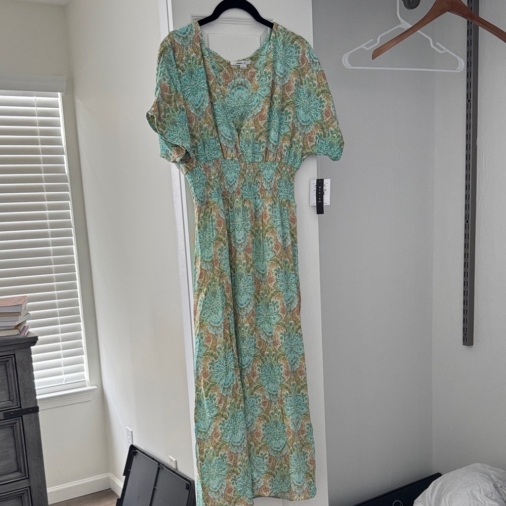 O'Neill Teal and Beige Floral Maxi Dress